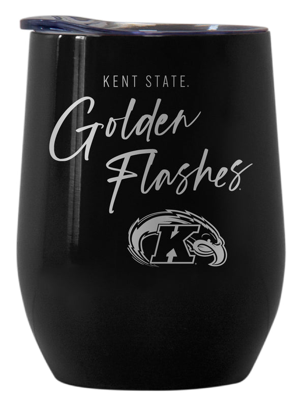 Kent State University Officially Licensed 12 oz Engraved Insulated Wine Stainless Steel Tumbler Black