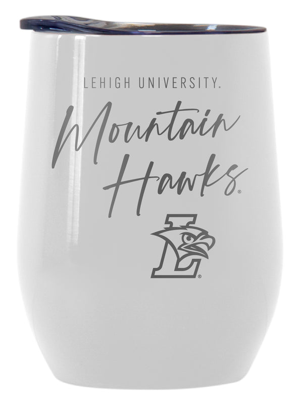 Lehigh University Mountain Hawks Officially Licensed 12 oz Engraved Insulated Wine Stainless Steel Tumbler White
