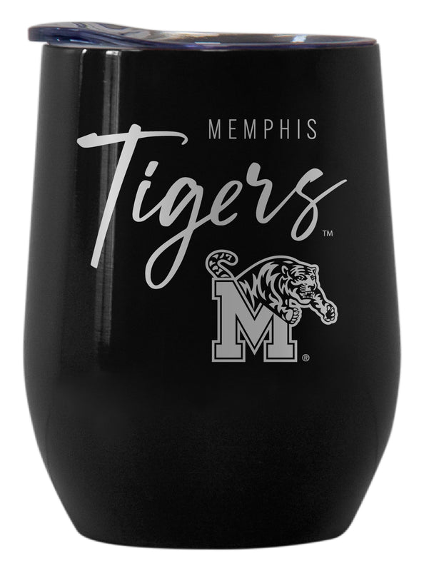 Memphis Tigers Officially Licensed 12 oz Engraved Insulated Wine Stainless Steel Tumbler Black