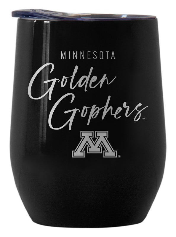 Minnesota Gophers Officially Licensed 12 oz Engraved Insulated Wine Stainless Steel Tumbler Black