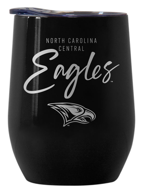 North Carolina Central Eagles Officially Licensed 12 oz Engraved Insulated Wine Stainless Steel Tumbler Black