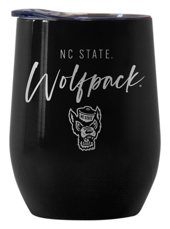 NC State Wolfpack Officially Licensed 12 oz Engraved Insulated Wine Stainless Steel Tumbler Black