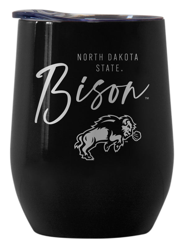 North Dakota State Bison Officially Licensed 12 oz Engraved Insulated Wine Stainless Steel Tumbler Black