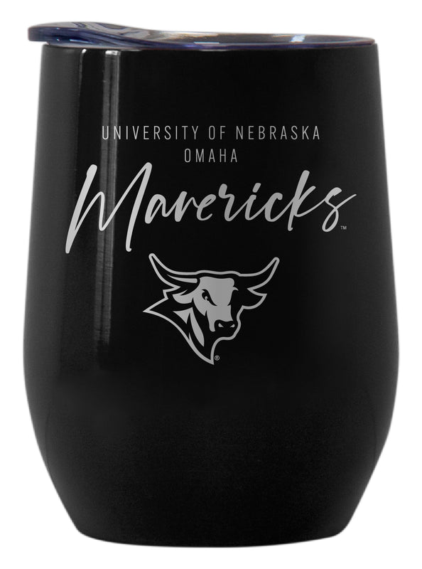 Nebraska at Omaha Officially Licensed 12 oz Engraved Insulated Wine Stainless Steel Tumbler Black
