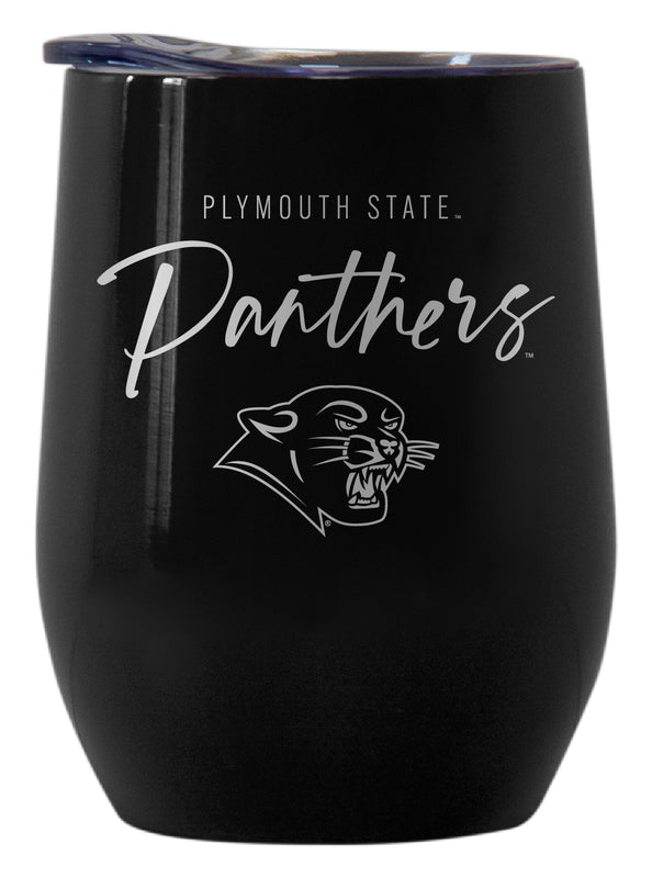 Plymouth State University Officially Licensed 12 oz Engraved Insulated Wine Stainless Steel Tumbler Black