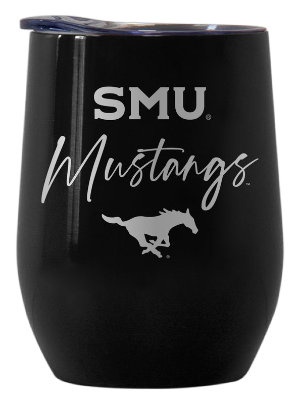 Southern Methodist University Officially Licensed 12 oz Engraved Insulated Wine Stainless Steel Tumbler Black