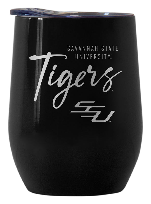 Savannah State University Officially Licensed 12 oz Engraved Insulated Wine Stainless Steel Tumbler Black
