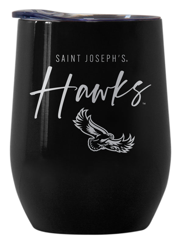 St. Joseph's University Hawks Officially Licensed 12 oz Engraved Insulated Wine Stainless Steel Tumbler