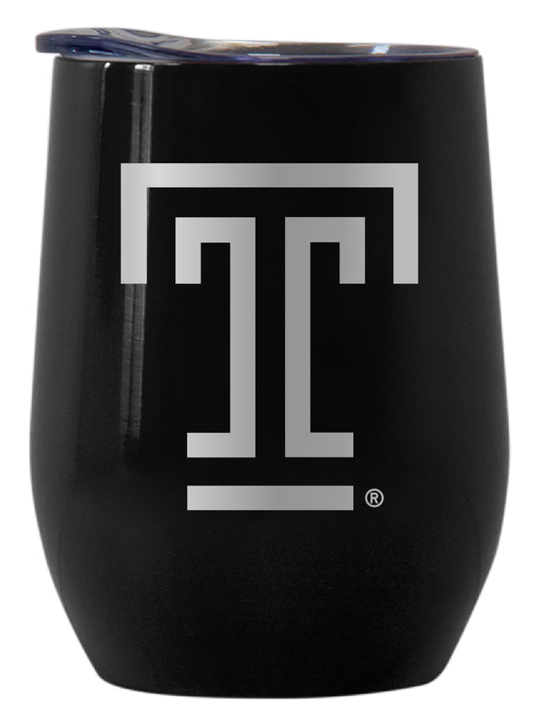 Temple University Officially Licensed 12 oz Engraved Insulated Wine Stainless Steel Tumbler Black
