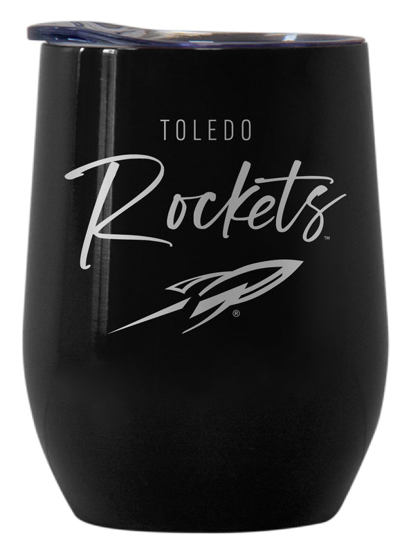 Toledo Rockets Officially Licensed 12 oz Engraved Insulated Wine Stainless Steel Tumbler Black