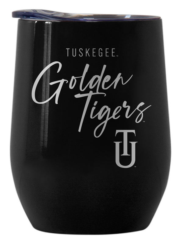 Tuskegee University Officially Licensed 12 oz Engraved Insulated Wine Stainless Steel Tumbler Black