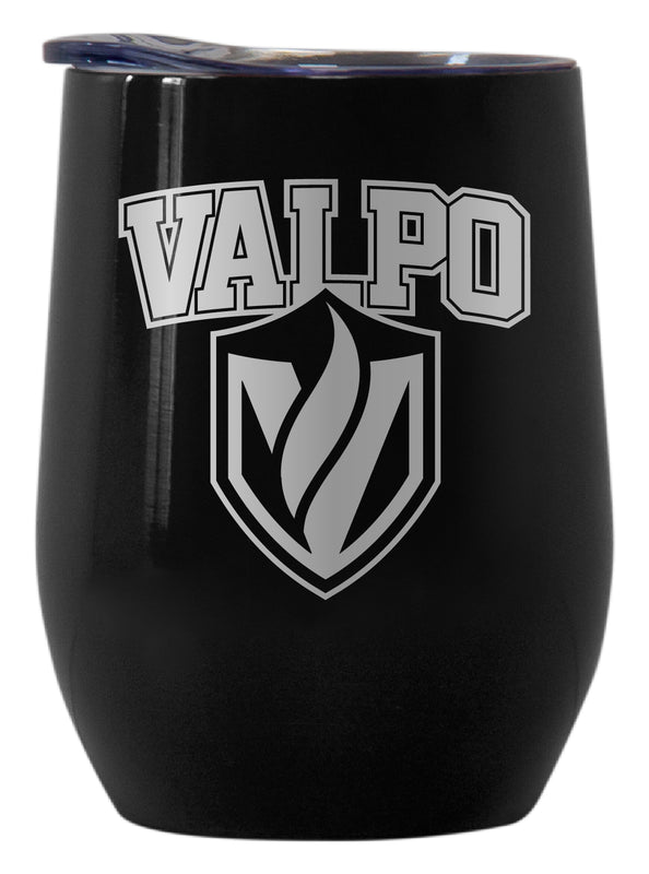 Valparaiso University Officially Licensed 12 oz Engraved Insulated Wine Stainless Steel Tumbler Black