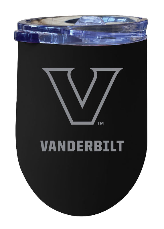 Vanderbilt University 12 oz Engraved Insulated Wine Stainless Steel Tumbler Black Officially Licensed Collegiate Product