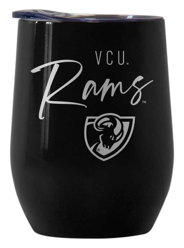 Virginia Commonwealth Officially Licensed 12 oz Engraved Insulated Wine Stainless Steel Tumbler Black