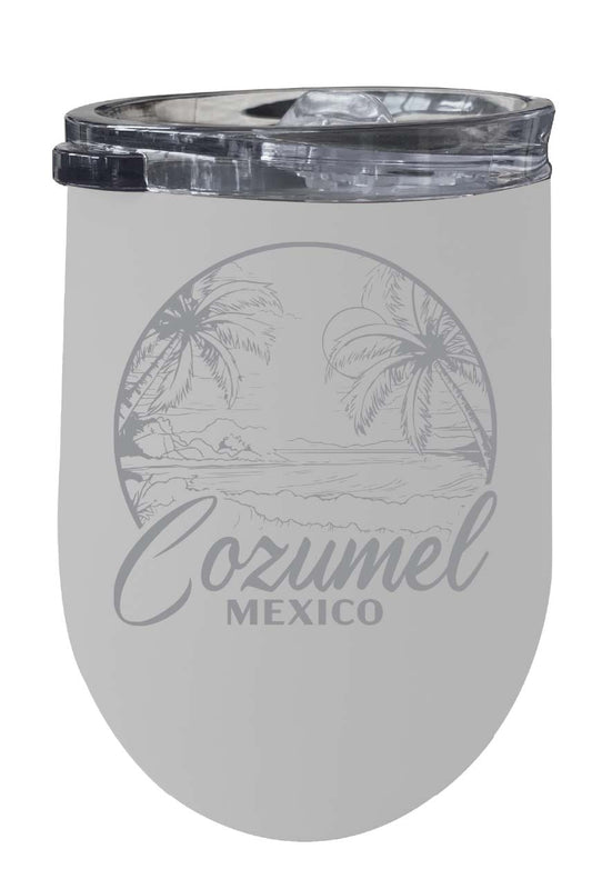 Cozumel Mexico Souvenir 12 oz Engraved Insulated Wine Stainless Steel Tumbler White Single Unit