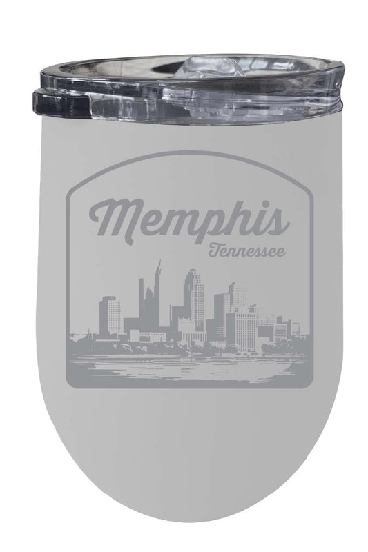 Memphis Tennessee Souvenir 12 oz Engraved Insulated Wine Stainless Steel Tumbler White 2-Pack