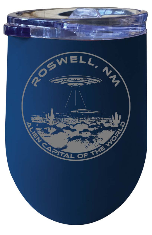 Roswell New Mexico Souvenir 12 oz Engraved Insulated Wine Stainless Steel Tumbler Navy Single Unit