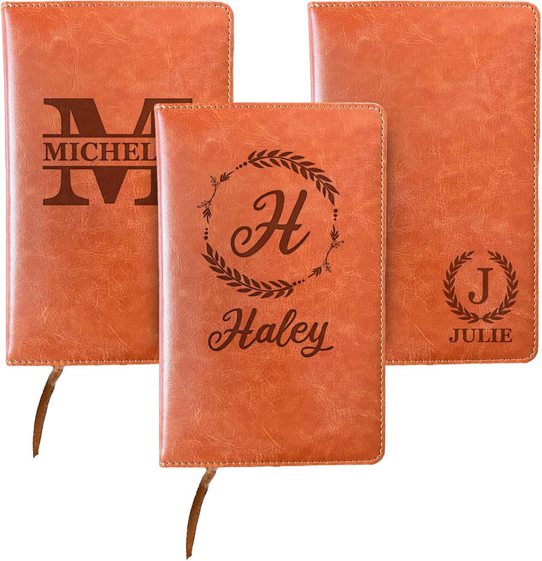 Customizable Engraved 8" x 5" Leather Journal - Text Choice