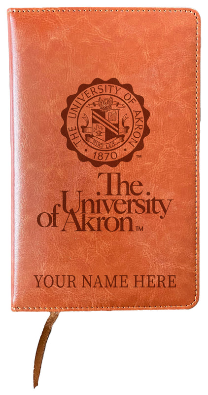 Akron Zips Customizable Engraved 8" x 5" Leather Journal Officially Licensed