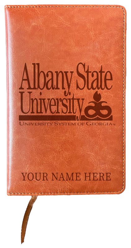 Albany State University Customizable Engraved 8" x 5" Leather Journal Officially Licensed Collegiate Product 4-Pack