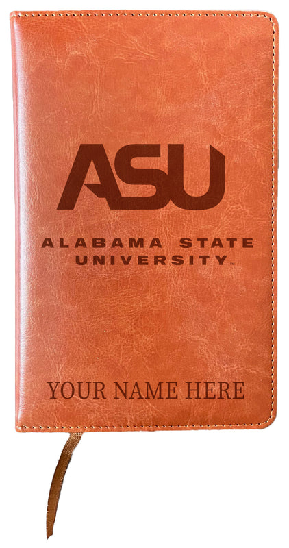 Alabama State University Customizable Engraved 8" x 5" Leather Journal Officially Licensed Collegiate Product 2-Pack
