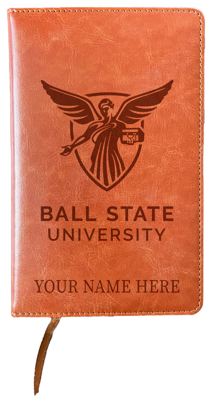 Ball State University Customizable Engraved 8" x 5" Leather Journal Officially Licensed