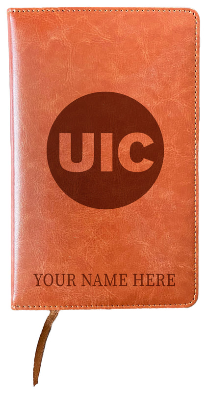 University of Illinois at Chicago Customizable Engraved 8" x 5" Leather Journal Officially Licensed