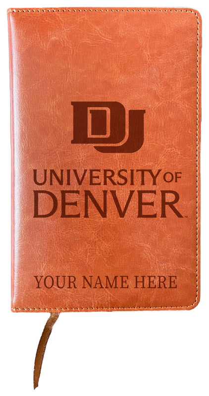 University of Denver Pioneers Customizable Engraved 8" x 5" Leather Journal Officially Licensed