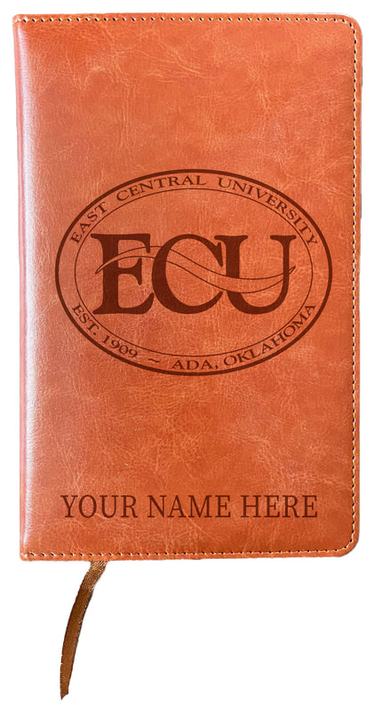 East Central University Tigers Customizable Engraved 8" x 5" Leather Journal Officially Licensed