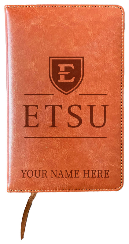 East Tennessee State University Customizable Engraved 8" x 5" Leather Journal Officially Licensed