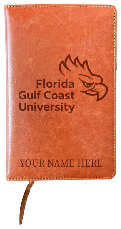 Florida Gulf Coast Eagles Customizable Engraved 8" x 5" Leather Journal Officially Licensed