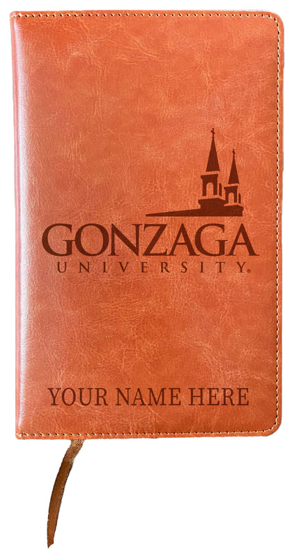 Gonzaga Bulldogs Customizable Engraved 8" x 5" Leather Journal Officially Licensed