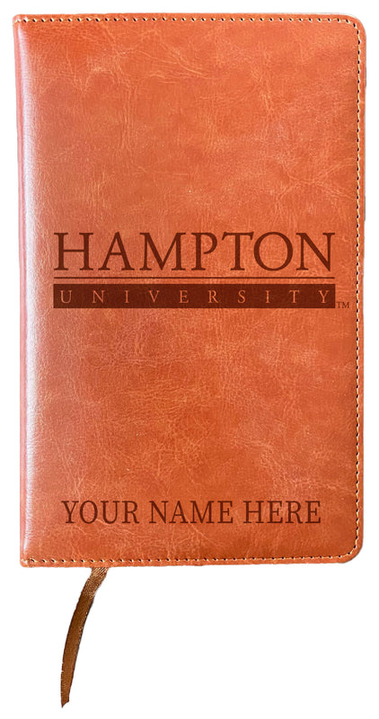 Hampton University Customizable Engraved 8" x 5" Leather Journal Officially Licensed