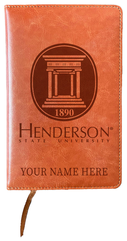 Henderson State Reddies Customizable Engraved 8" x 5" Leather Journal Officially Licensed