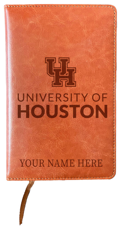 University of Houston Customizable Engraved 8" x 5" Leather Journal Officially Licensed