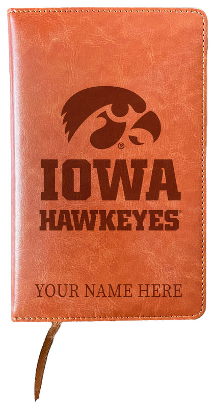 Iowa Hawkeyes Customizable Engraved 8" x 5" Leather Journal Officially Licensed
