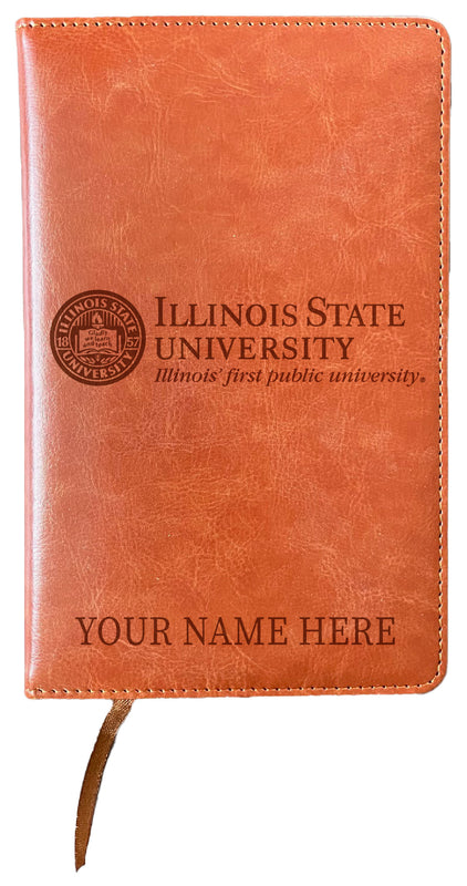 Illinois State Redbirds Customizable Engraved 8" x 5" Leather Journal Officially Licensed