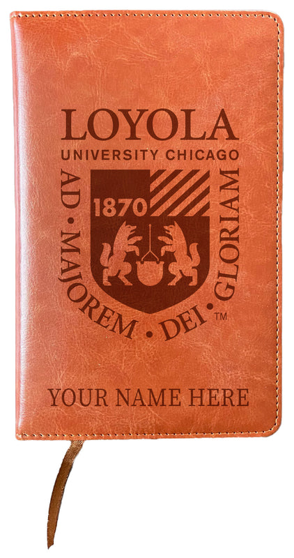 Loyola University Ramblers Customizable Engraved 8" x 5" Leather Journal Officially Licensed