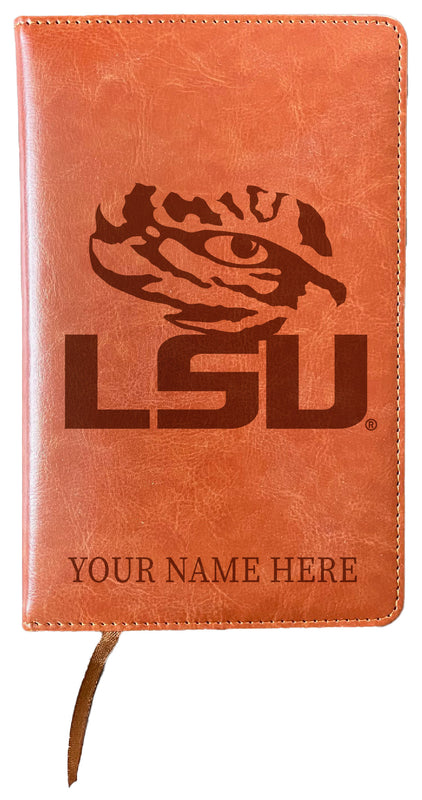 LSU Tigers Customizable Engraved 8" x 5" Leather Journal Officially Licensed