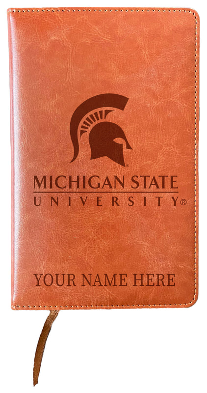 Michigan State Spartans Customizable Engraved 8" x 5" Leather Journal Officially Licensed