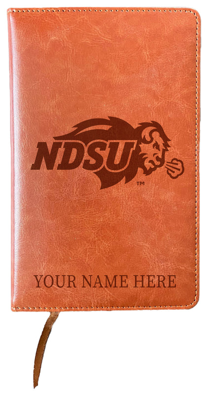 North Dakota State Bison Customizable Engraved 8" x 5" Leather Journal Officially Licensed