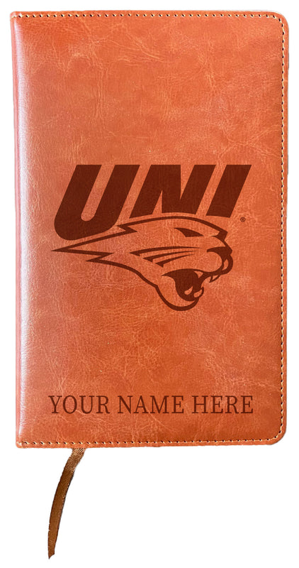 Northern Iowa Panthers Customizable Engraved 8" x 5" Leather Journal Officially Licensed