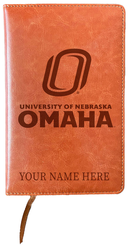 Nebraska at Omaha Customizable Engraved 8" x 5" Leather Journal Officially Licensed