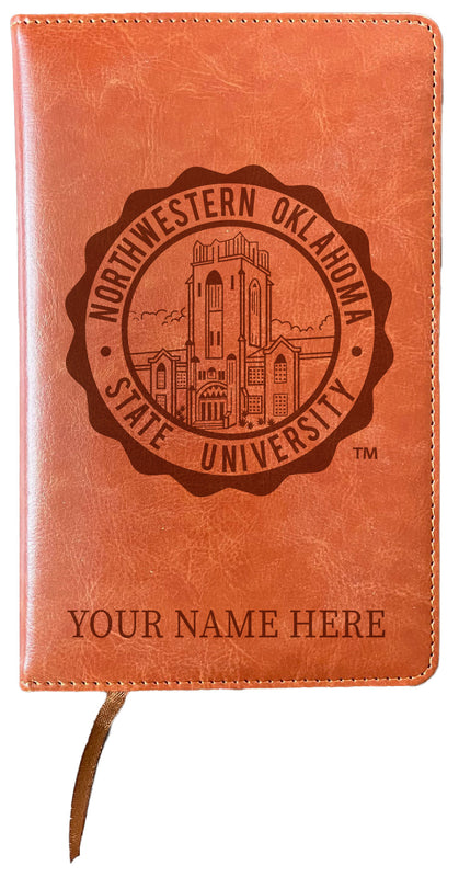 Northwestern Oklahoma State University Customizable Engraved 8" x 5" Leather Journal Officially Licensed