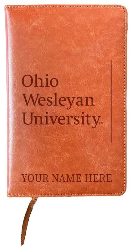 Ohio Wesleyan University Customizable Engraved 8" x 5" Leather Journal Officially Licensed
