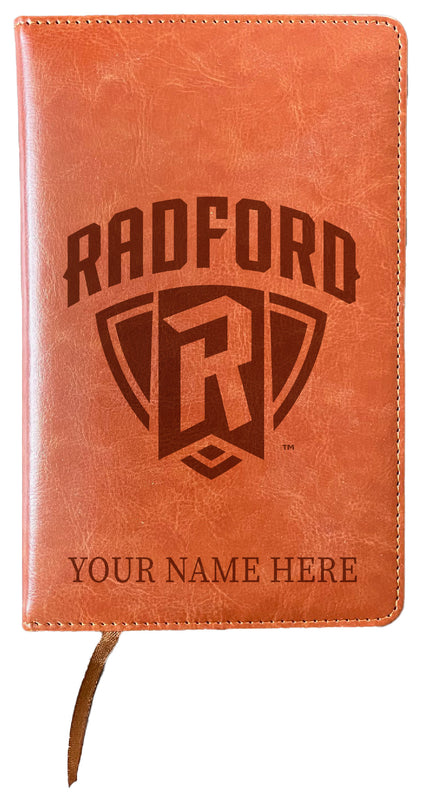 Radford University Highlanders Customizable Engraved 8" x 5" Leather Journal Officially Licensed