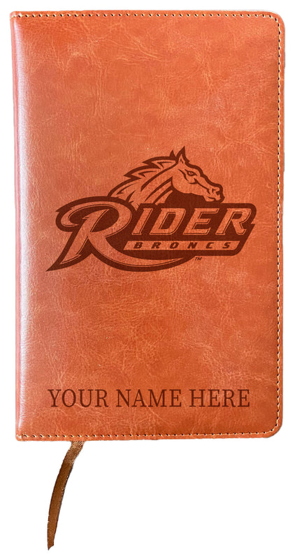 Rider University Broncs Customizable Engraved 8" x 5" Leather Journal Officially Licensed