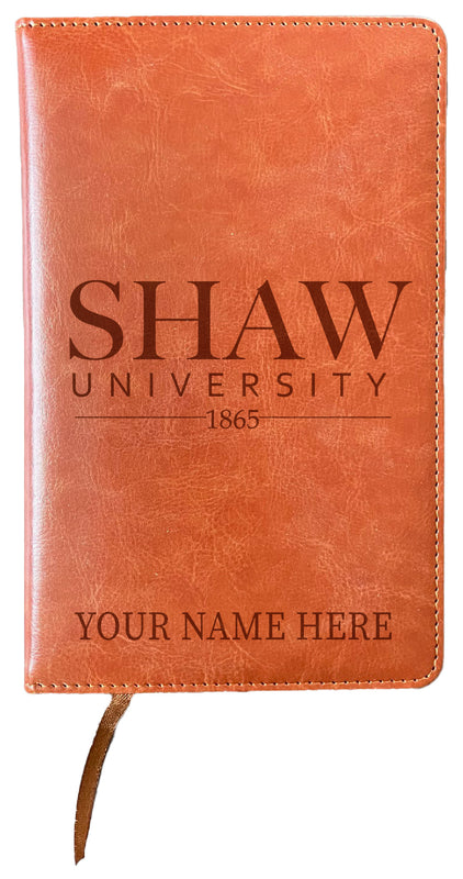 Shaw University Bears Customizable Engraved 8" x 5" Leather Journal Officially Licensed