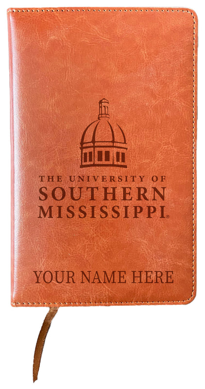 Southern Mississippi Golden Eagles Customizable Engraved 8" x 5" Leather Journal Officially Licensed