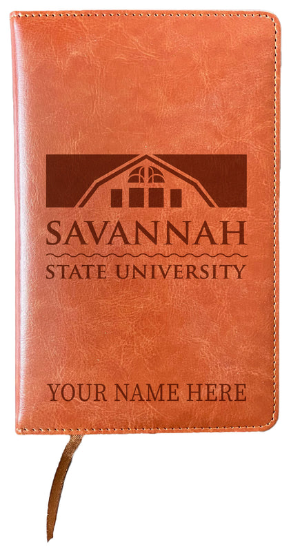 Savannah State University Customizable Engraved 8" x 5" Leather Journal Officially Licensed